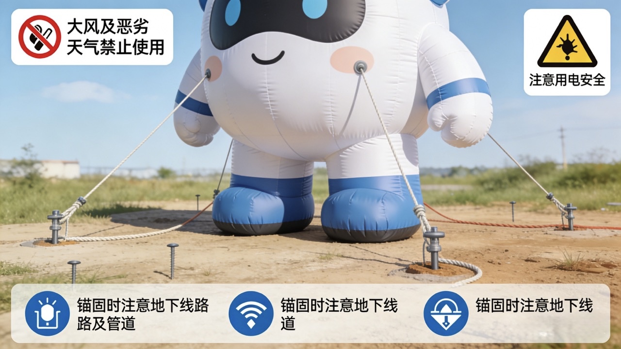 充气卡通锚固细节