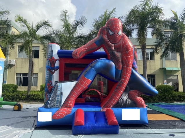 蜘蛛侠主题充气滑梯跳床出售